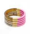 Bracelet coloré Rose et feuilles d'or - Corne véritable