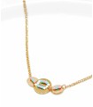 Collier avec 3 médaillons, perles rose et bleu - Laiton