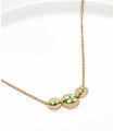 Collier avec 3 médaillons, perles vert et blanc - Laiton