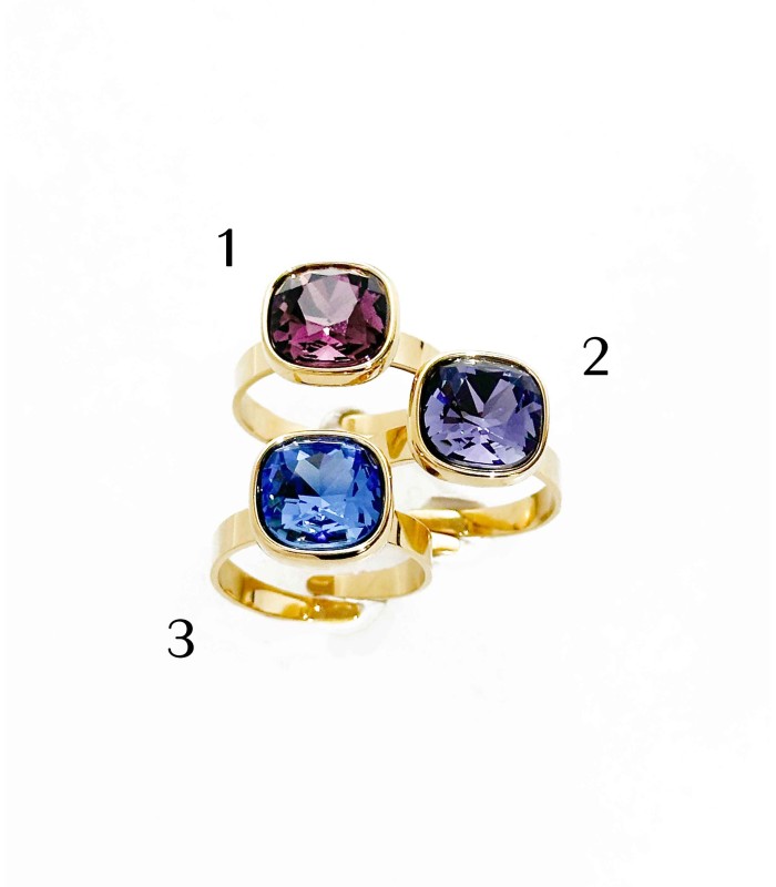 Bague cristal verre teinté - Actuel Diffusion - Grossiste et créateur de bijoux fantaisie 2025