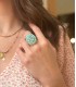 Bague pierres naturelles - laiton 18K - Turquoise magnésite - Ajustable - Actuel Diffusion