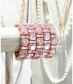 Bracelet en cristal K9 de haute qualité - Rose - Forme carré
