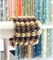Bracelet résine 14 mm - Modèle couleur Marron, beige et Doré