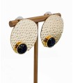 Boucles d'oreilles motif martelé et howlite - Laiton