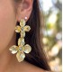 Boucles d'oreilles - fleur - laiton - perle bleu - marguerite - actuel diffusion - petit prix - grossiste - promo