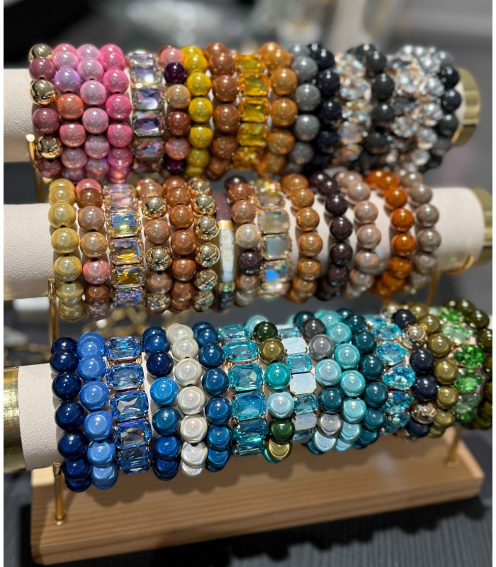 Bracelet sur élastique, perles en résine 14mm - 30 couleurs - Actuel diffusion - Grossiste et créateur de bijoux
