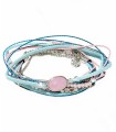 Bracelet multi-rangs bleu et rose - À enrouler