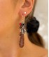 Boucles d'oreilles pendentifs marron rouge