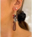 Boucles d'oreilles pendentifs marron rouge