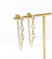 Boucles d'oreilles chaînes et strass - Acier inoxydable 316L