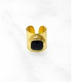 Bague dorée avec pierre noire