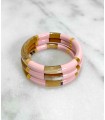 Jonc corne épais Rose pastel et Feuilles d'or