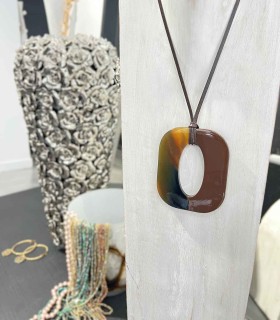 Collier Pendentif sur lien en corne véritable - Choco