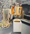 Boucles d'oreilles en corne véritable et feuilles d'or - Doré