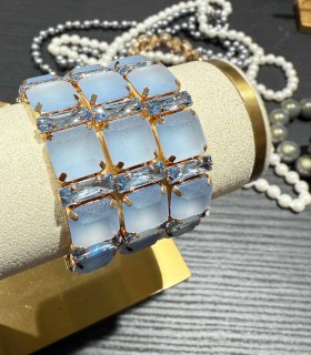 Bracelet en cristal K9 de haute qualité - Bleu Glacé - Forme carré