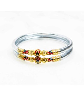 Bracelet Bouddhiste BLUE SUKHOTHAI MANTRA véritable - Silver