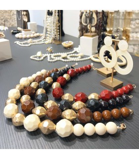 Collier court acrylique - Boules & Patiné Doré