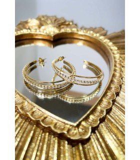 Boucles d’oreilles créoles strass en acier inoxydable 316L