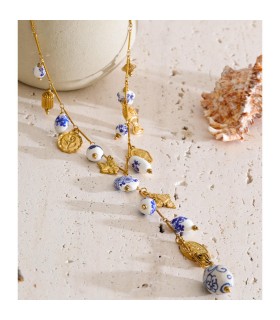 Collier zircons en acier inoxydable 316L – Doré