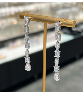 Boucles d’oreilles pendantes – Laiton rhodié & Oxydes de Zirconium