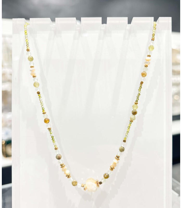 Collier Pierres Naturelles - Acier Inoxydable 316L