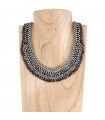 Collier Court — Verre Cristal Facetté Multirangs — Bleu & Marron