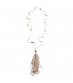 Collier Sautoir - Perles en Verre Facetté - Beige Multicolore