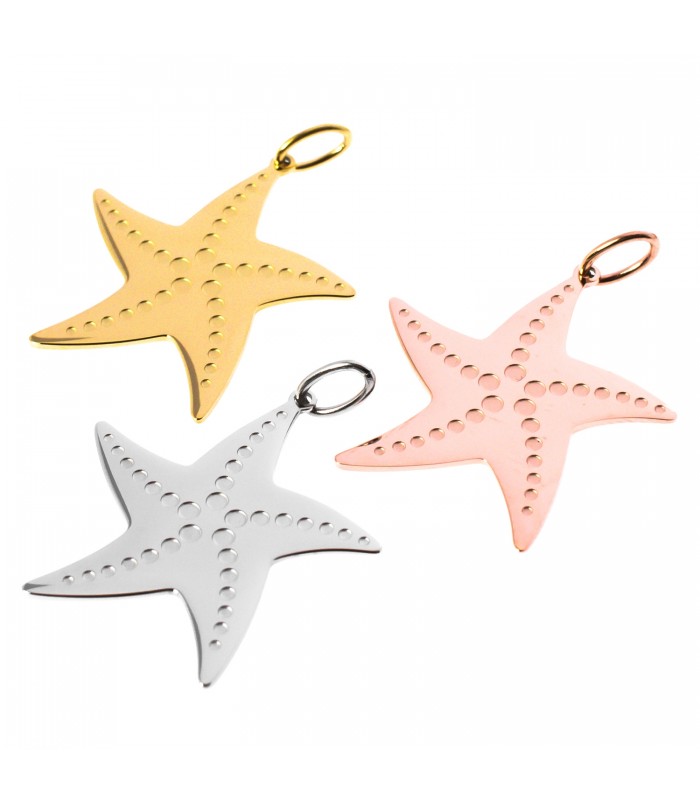 3cm - Pendentif Étoile de Mer Gravé Acier rosé