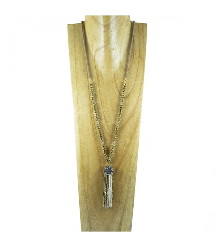Collier Sautoir Cascade de Cristal - Or