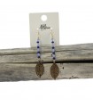 Boucles d'Oreilles Feuilles Perles Bleues