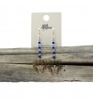 Boucles d'Oreilles Tête de Tigre Perles Bleues