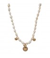 Collier Court Ajustable Coquillage - Cônes géographes blanc et breloques