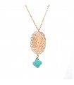 Collier Court - Mandala Ovale Trèfle Pierre Turquoise