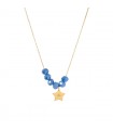 Collier Court - Perles Bleues - Breloque Étoile Cinq Branches