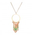 Collier Long Sautoir Pendentifs Pendant Perles - Vert/Orange