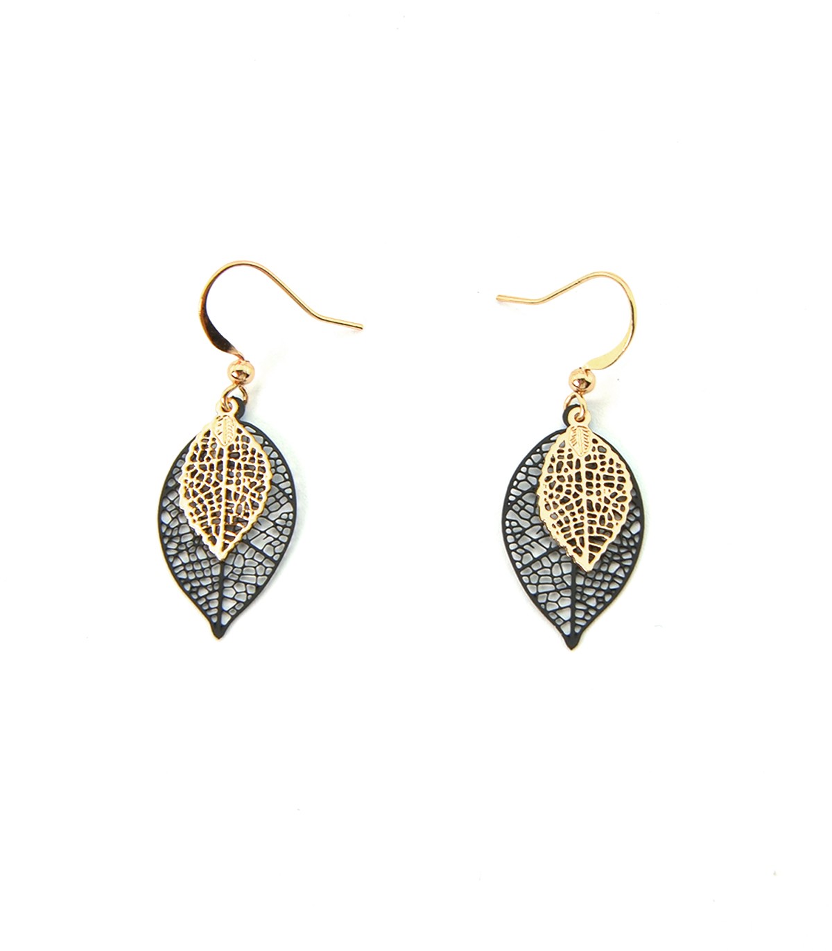 2LIVEfor et boucles doreilles doré doré-boucles doreilles pendantes femme-feuilles 